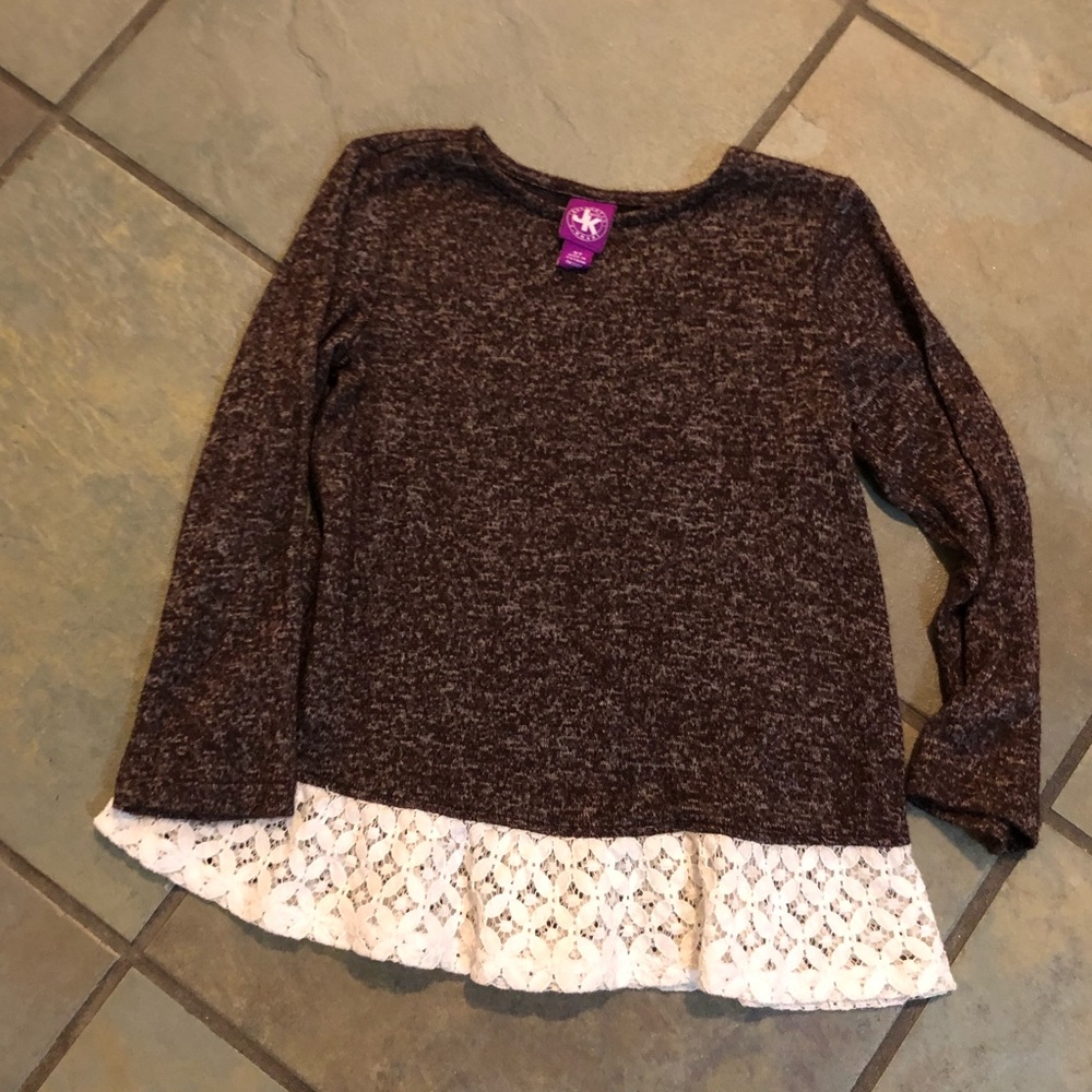 J. Khaki brown dressy top lace detail size 3t